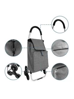 relaxdays Einkaufstaschen & -Trolleys<Einkaufstrolley in Grau - 45 l