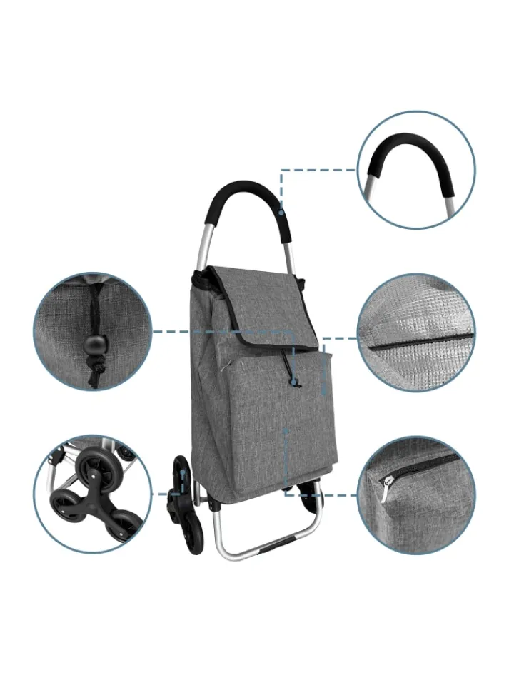 relaxdays Einkaufstaschen & -Trolleys<Einkaufstrolley in Grau - 45 l
