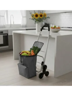 relaxdays Einkaufstaschen & -Trolleys<Einkaufstrolley in Grau - 45 l