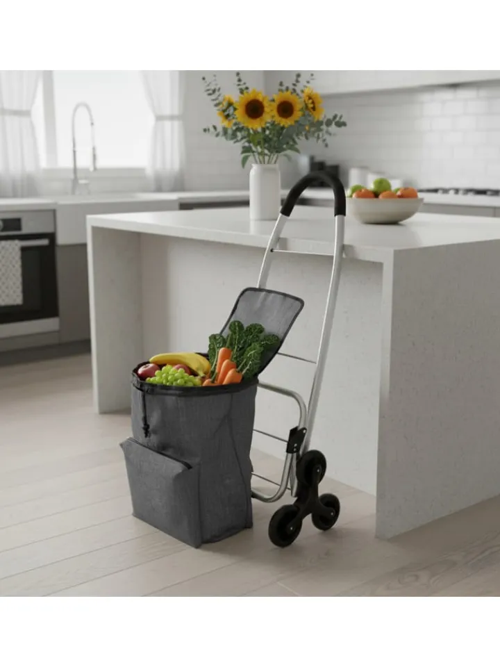 relaxdays Einkaufstaschen & -Trolleys<Einkaufstrolley in Grau - 45 l