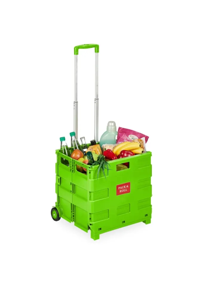 relaxdays Einkaufstaschen & -Trolleys<Einkaufstrolley in Grün
