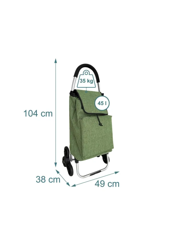 relaxdays Einkaufstaschen & -Trolleys<Einkaufstrolley in Grün - 45 l