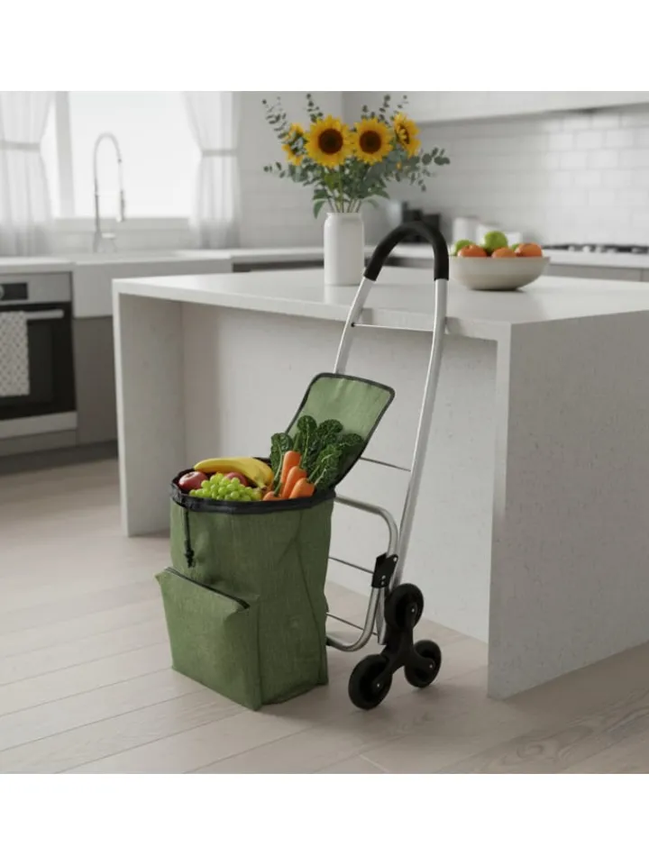 relaxdays Einkaufstaschen & -Trolleys<Einkaufstrolley in Grün - 45 l