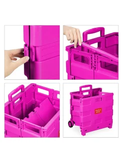 relaxdays Einkaufstaschen & -Trolleys<Einkaufstrolley in Pink