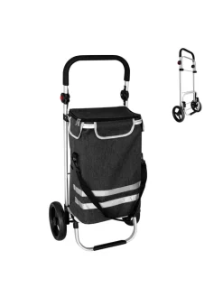 relaxdays Einkaufstaschen & -Trolleys<Einkaufstrolley in Schwarz - 45 l