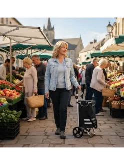 relaxdays Einkaufstaschen & -Trolleys<Einkaufstrolley in Schwarz - 45 l