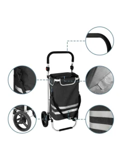 relaxdays Einkaufstaschen & -Trolleys<Einkaufstrolley in Schwarz - 45 l