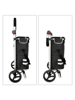 relaxdays Einkaufstaschen & -Trolleys<Einkaufstrolley in Schwarz - 45 l