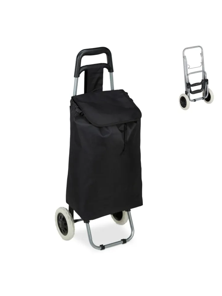 relaxdays Einkaufstaschen & -Trolleys<Einkaufstrolley in Schwarz