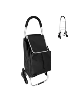 relaxdays Einkaufstaschen & -Trolleys<Einkaufstrolley in Schwarz - 45 l