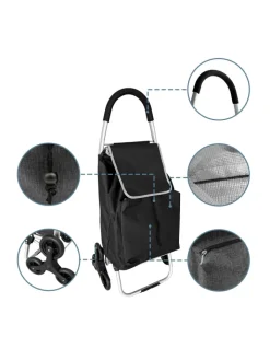 relaxdays Einkaufstaschen & -Trolleys<Einkaufstrolley in Schwarz - 45 l