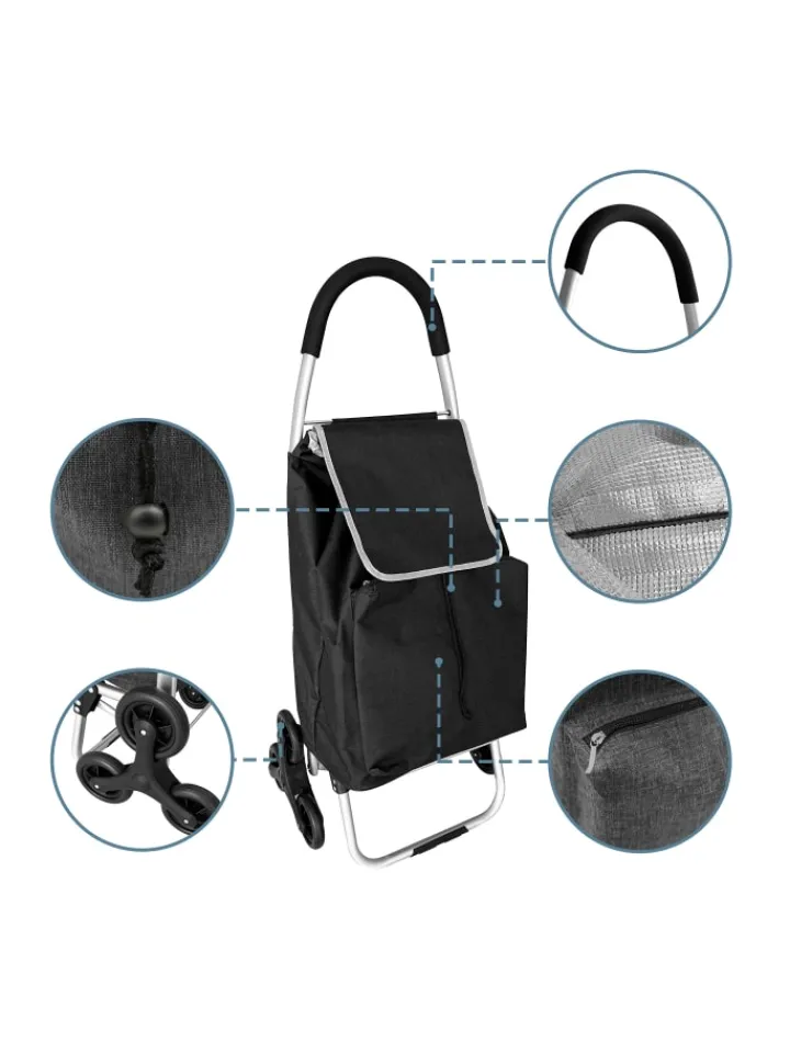 relaxdays Einkaufstaschen & -Trolleys<Einkaufstrolley in Schwarz - 45 l