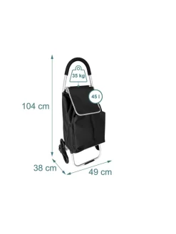 relaxdays Einkaufstaschen & -Trolleys<Einkaufstrolley in Schwarz - 45 l