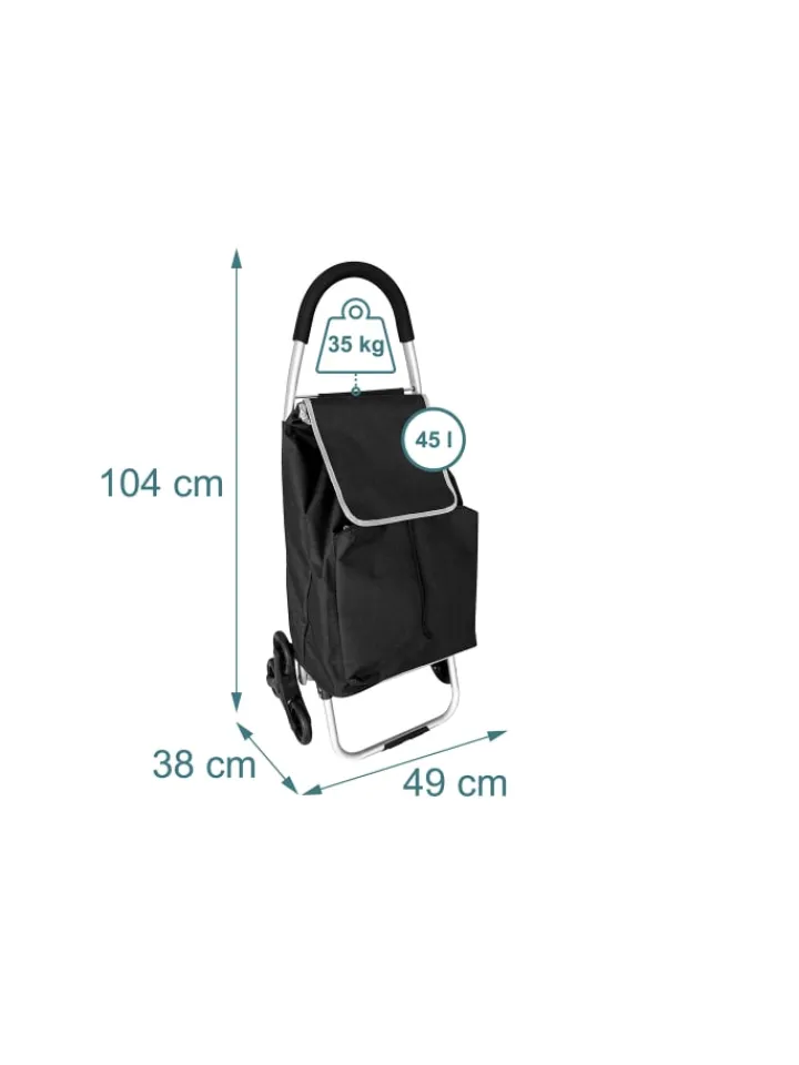 relaxdays Einkaufstaschen & -Trolleys<Einkaufstrolley in Schwarz - 45 l