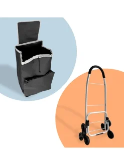 relaxdays Einkaufstaschen & -Trolleys<Einkaufstrolley in Schwarz - 45 l
