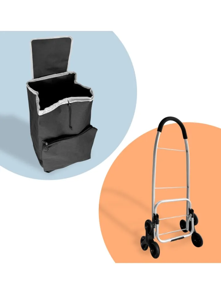 relaxdays Einkaufstaschen & -Trolleys<Einkaufstrolley in Schwarz - 45 l