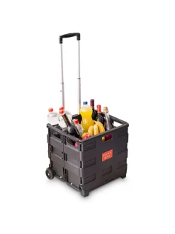 relaxdays Einkaufstaschen & -Trolleys<Einkaufstrolley in Schwarz - (B)42 x (H)100 x (T)37 cm