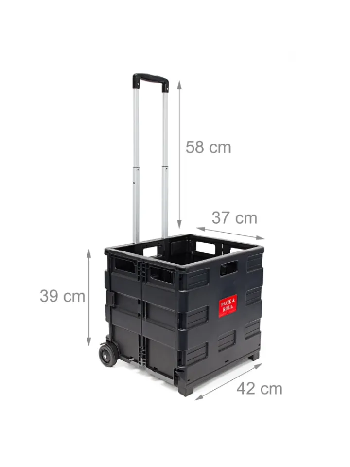 relaxdays Einkaufstaschen & -Trolleys<Einkaufstrolley in Schwarz - (B)42 x (H)100 x (T)37 cm