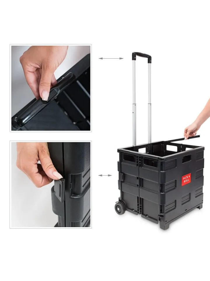 relaxdays Einkaufstaschen & -Trolleys<Einkaufstrolley in Schwarz - (B)42 x (H)100 x (T)37 cm