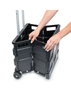 relaxdays Einkaufstaschen & -Trolleys<Einkaufstrolley in Schwarz - (B)42 x (H)100 x (T)37 cm