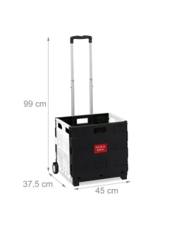 relaxdays Einkaufstaschen & -Trolleys<Einkaufstrolley in Schwarz/ Grau