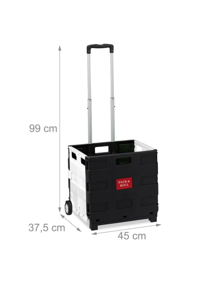 relaxdays Einkaufstaschen & -Trolleys<Einkaufstrolley in Schwarz/ Grau