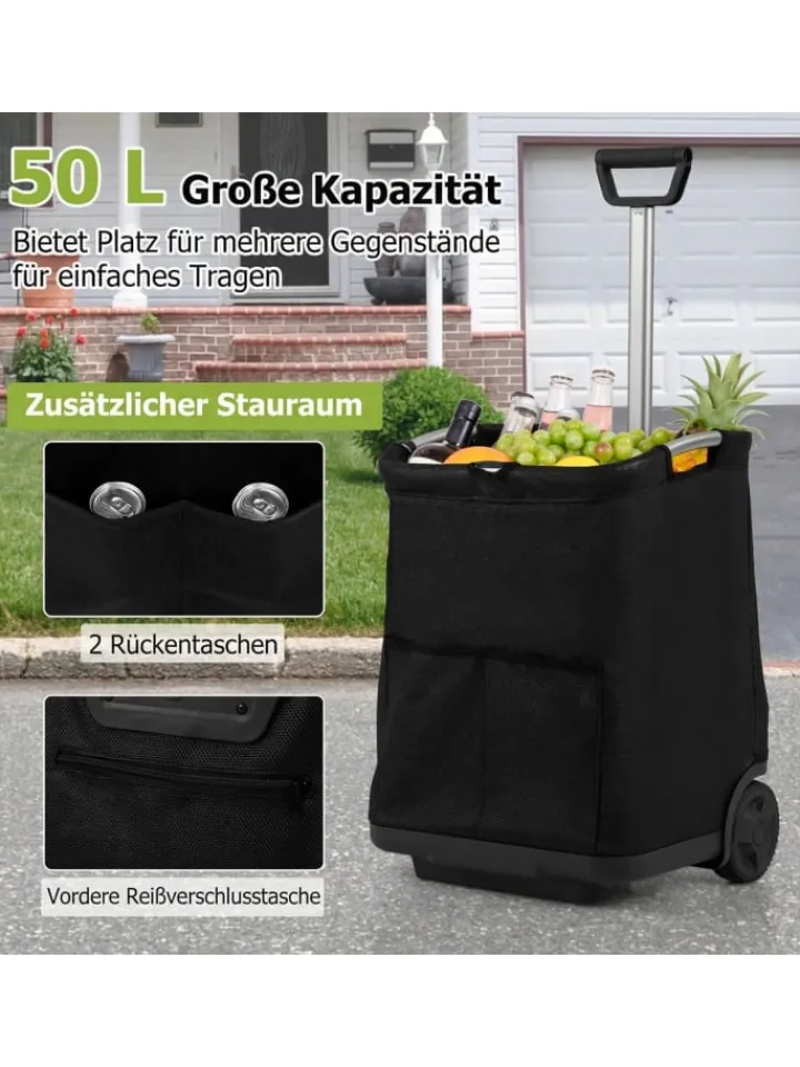 COSTWAY Einkaufstaschen & -Trolleys<Einkaufstrolley klappbar 50 L in Schwarz
