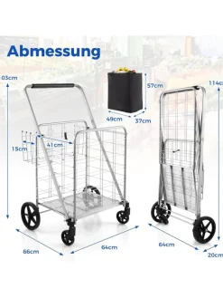 COSTWAY Einkaufstaschen & -Trolleys<Einkaufstrolley Klappbar in Silber