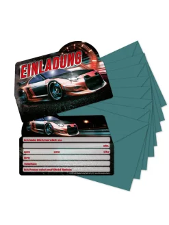 Lutz Mauder Partyzubehör & -Dekoration<Einladungs-Set "Autos" in Schwarz/ Petrol