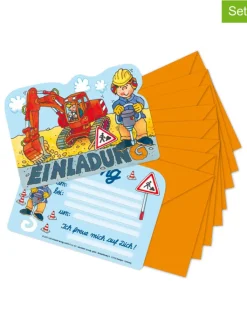 Lutz Mauder Partyzubehör & -Dekoration<Einladungs-Set "Bagger" in Orange/ Bunt