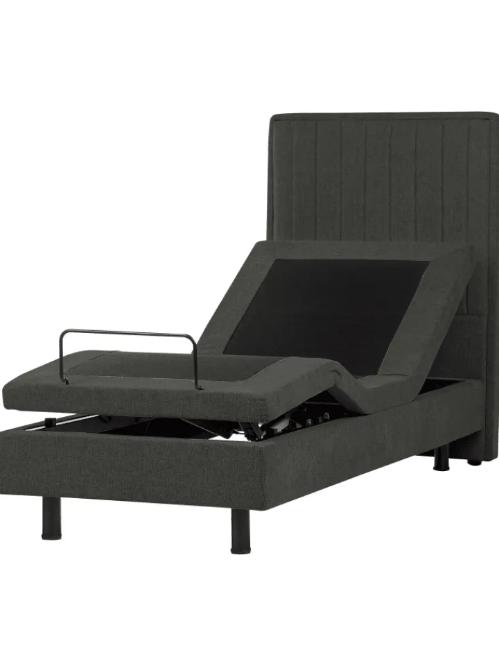 Beliani Betten & Matratzen<Einzelbett DUKE II in Grau/Schwarz - (W) 80 x (H) 120 x (L) 216 cm