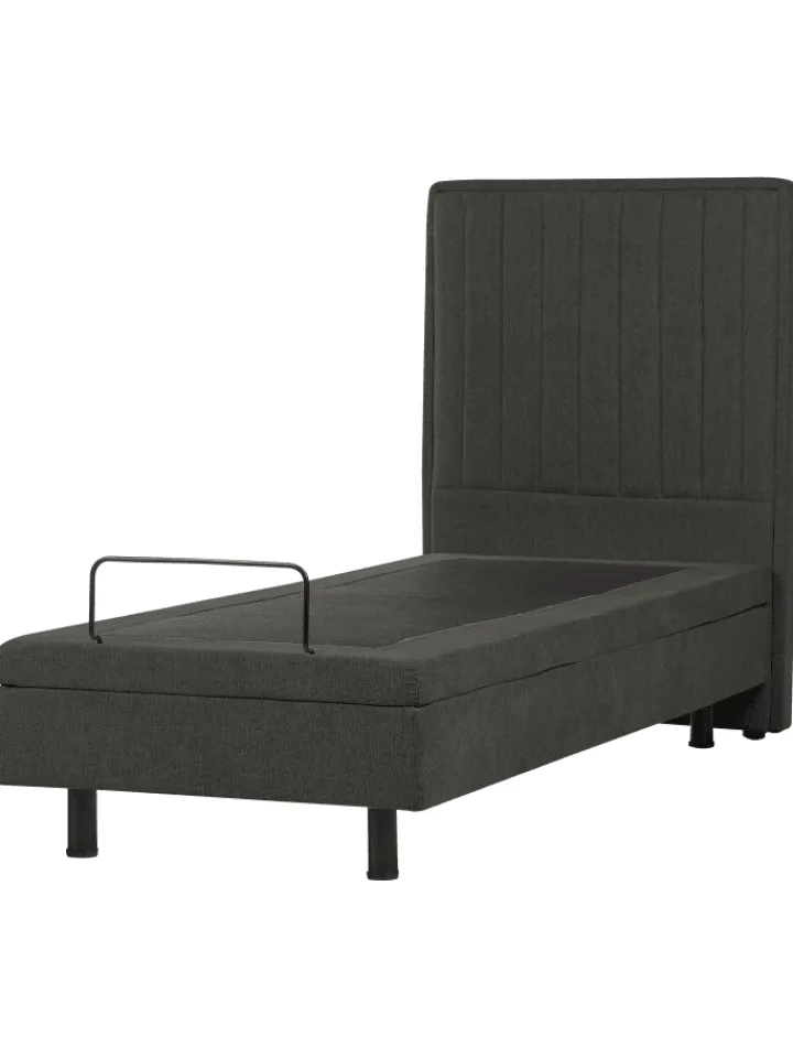 Beliani Betten & Matratzen<Einzelbett DUKE II in Grau/Schwarz - (W) 80 x (H) 120 x (L) 216 cm
