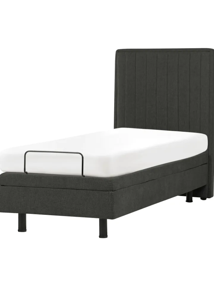 Beliani Betten & Matratzen<Einzelbett DUKE II in Grau/Schwarz - (W) 80 x (H) 120 x (L) 216 cm