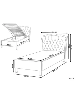 Beliani Betten & Matratzen<Einzelbett METZ in Beige/Silber - (W) 126 x (H) 102 x (L) 217 cm