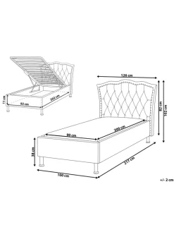 Beliani Betten & Matratzen<Einzelbett METZ in Weiß/Silber - (W) 126 x (H) 102 x (L) 217 cm