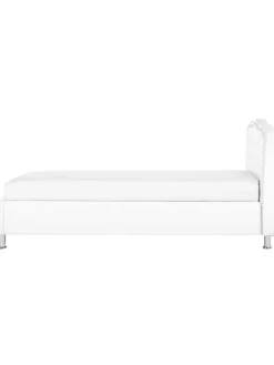Beliani Betten & Matratzen<Einzelbett METZ in Weiß/Silber - (W) 126 x (H) 102 x (L) 217 cm