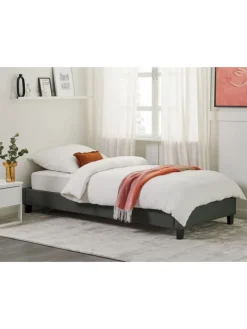 Beliani Betten & Matratzen<Einzelbett ROANNE in Grau/Braun - (W) 99 x (H) 29 x (L) 211 cm