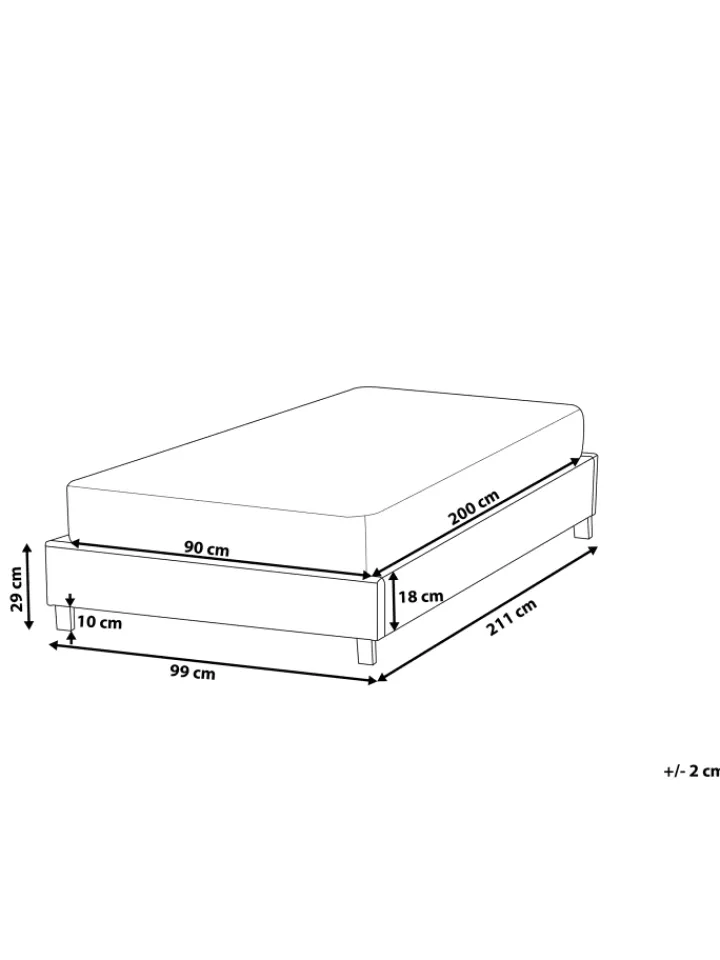 Beliani Betten & Matratzen<Einzelbett ROANNE in Grau/Braun - (W) 99 x (H) 29 x (L) 211 cm