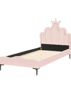 Beliani Betten & Matratzen<Einzelbett RUBIAN in Rosa/Schwarz - (W) 103 x (H) 115 x (L) 209 cm