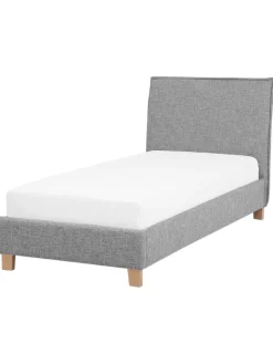 Beliani Betten & Matratzen<Einzelbett SENNEZ in Grau/Schwarz - (W) 100 x (H) 106 x (L) 211 cm