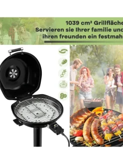 COSTWAY Grillen<Elektrogrill 1600W freistehend BBQ in Schwarz