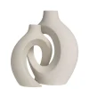 Intirilife Kerzen, Vasen & Mehr<2er Set Deko Vase Keramik mit Loch für Pampasgras Trockenblumen Blumen in Weiß