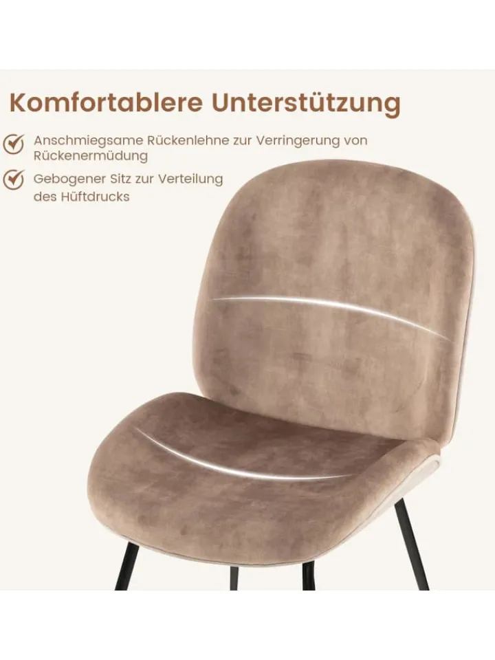 COSTWAY Sitzmöbel<2er Set Esszimmerstühle in Hellbraun
