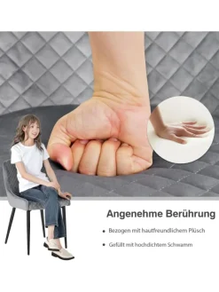 COSTWAY Sitzmöbel<2er Set Esszimmerstühle in Grau