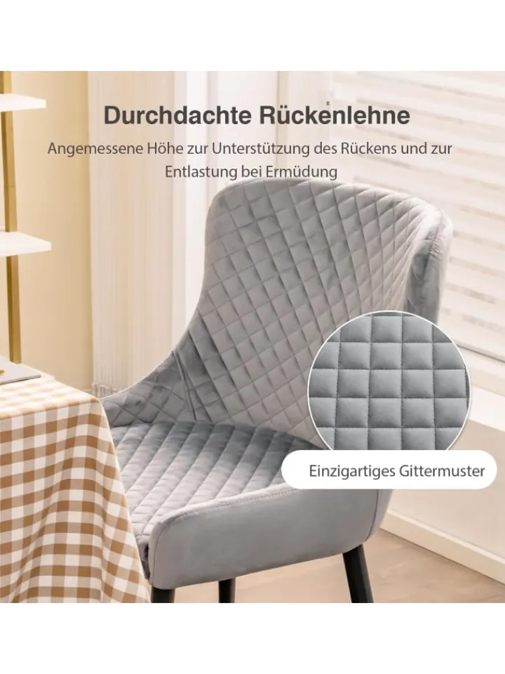COSTWAY Sitzmöbel<2er Set Esszimmerstühle in Grau