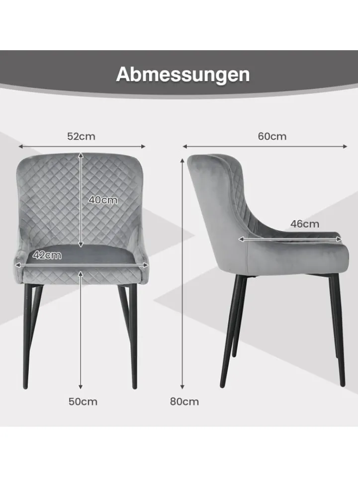 COSTWAY Sitzmöbel<2er Set Esszimmerstühle in Grau