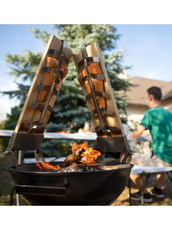 relaxdays Grillen<2er Set: Flammlachsbretter in Natur