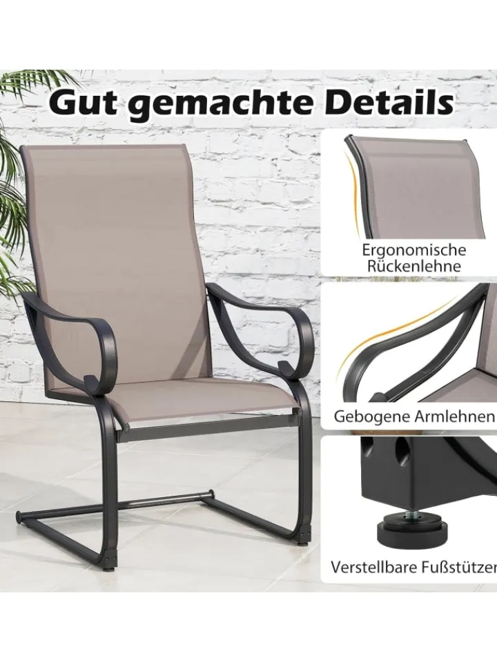 COSTWAY Gartenmöbel<2er Set Gartenstühle in Grau