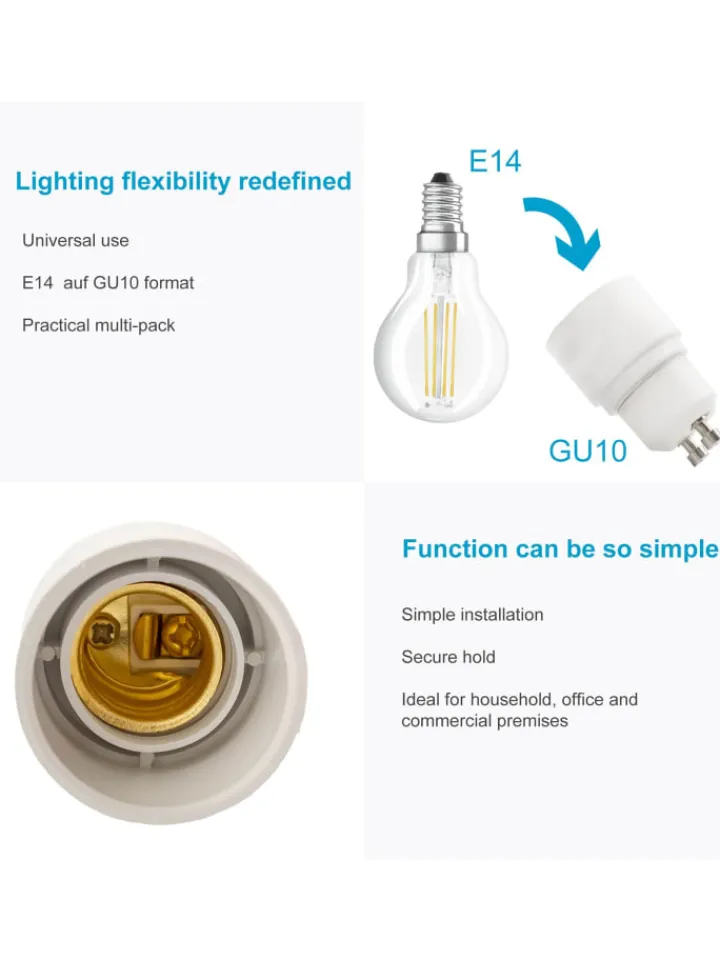 Intirilife Leuchtmittel<4er Set Lampenadapter E27 auf G9 in WEISS