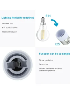 Intirilife Leuchtmittel<4er Set Lampenadapter GU10 auf E14 in WEISS